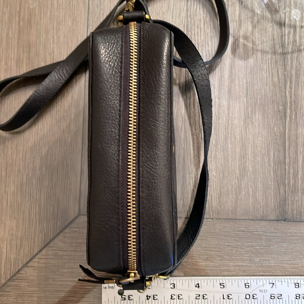 Madewell Transport Camera Bag Black Leather Crossbody Bag with Two Straps - Picture 10 of 17